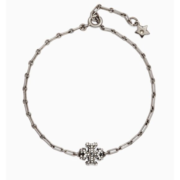 Tory Burch Kira Crystal Pave Logo Pendant Necklace - Picture 1 of 6
